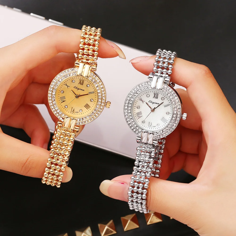 

Ladies Wrist Watch Dress Gold Watch Women Crystal Diamond Watches Stainless Steel Silver Clock Women Montre Femme relogio 2019