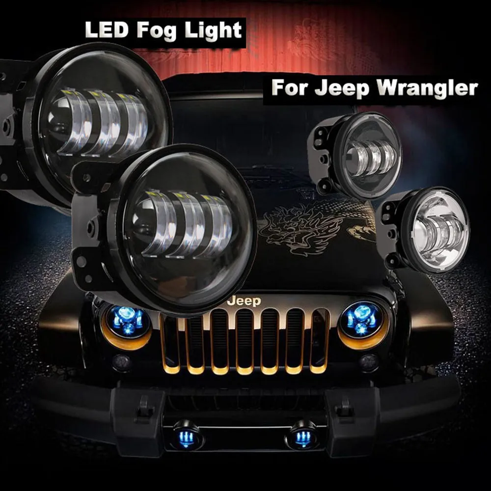 2X 4" Led Fog Lights For Jeep Wrangler JK Led Fog Lamps Projector