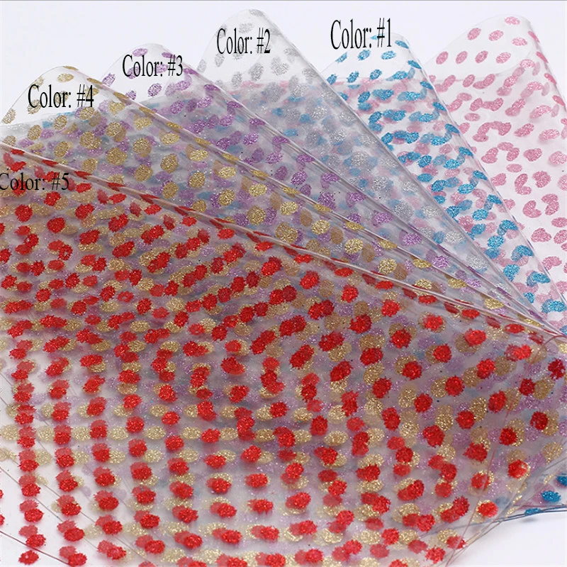 Прозрачная пленка ПВХ печати блеск рисунком в мелкий горошек сумка обувь материала