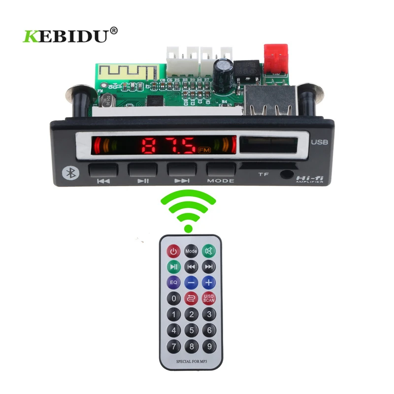 

kebidu MP3 WMA WAV Decoder Board Wireless Bluetooth 5.0 5V 12V Audio Module Color Screen USB TF FM Radio For Car accessories