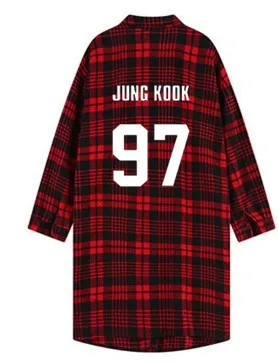 Kpop Bangtan клетчатая рубашка длинная для концерта jimin пальто jung kook модная женская