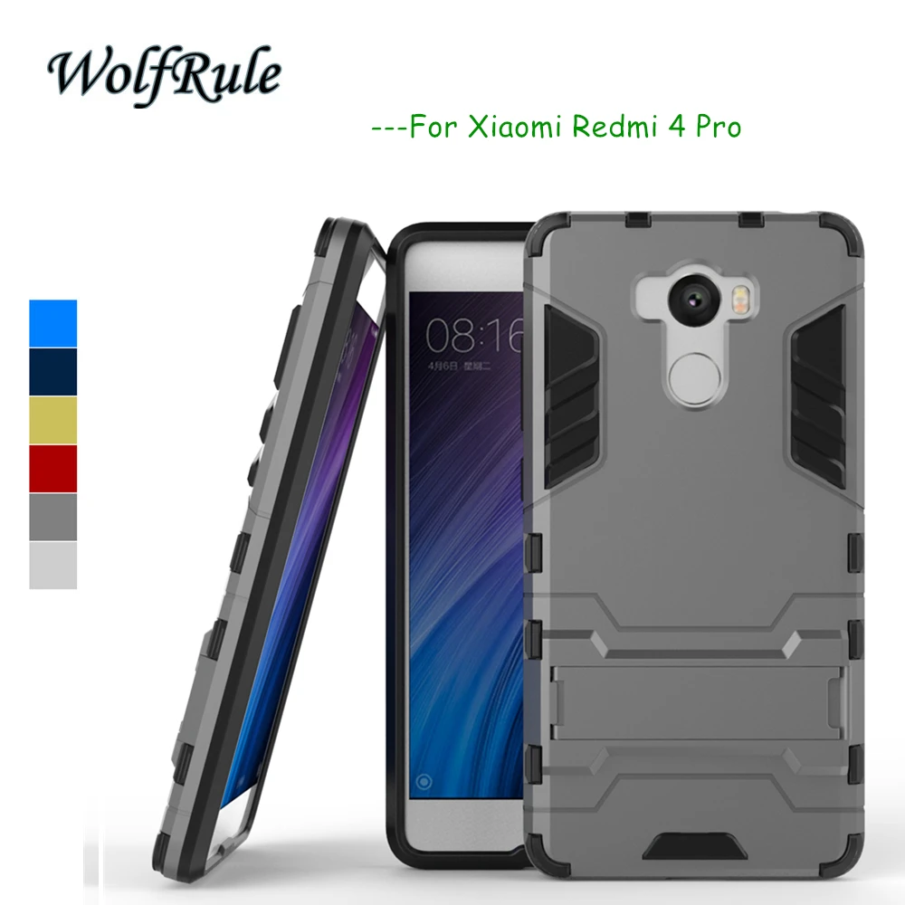 

Anti-knock Xiaomi Redmi 4 pro Case Redmi 4 /4 Prime Cover Soft Silicone +Plastic WolfRule Case For Xiaomi Redmi 4 Pro Case <