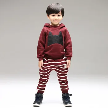 

Children's Garment 2018 New Pattern Autumn Girl And Boys Unisex Lovely Cotton Bat Head Stripe Hat Cosplay Twinset