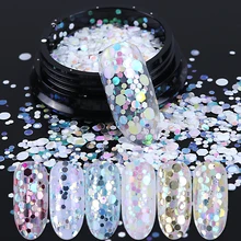 1 шт смешанные пигментные Блестки для ногтей круглые шестигранные хлопья голографические блестки порошок массивные блестки украшения для ногтей BEPX01-12