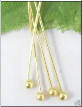 

OMH wholesale 200pcs golden 50mm Jewelry accessories lead free,nickel free Finding metal golden Plated Ball pins DY69-50mm