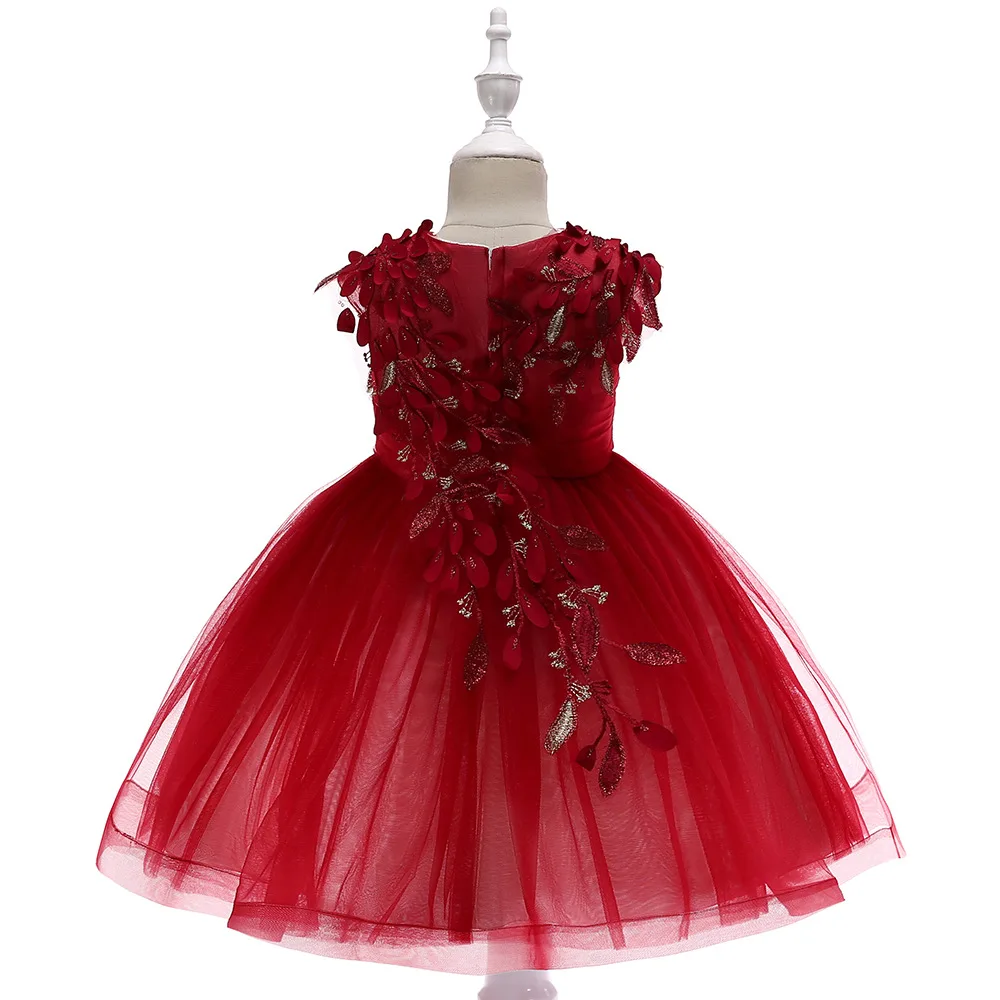 Платье с цветочным узором для девочек для Свадебная вечеринка маленьких Платья на выход для девочек Кепки рукава Embrodery Праздничное платье