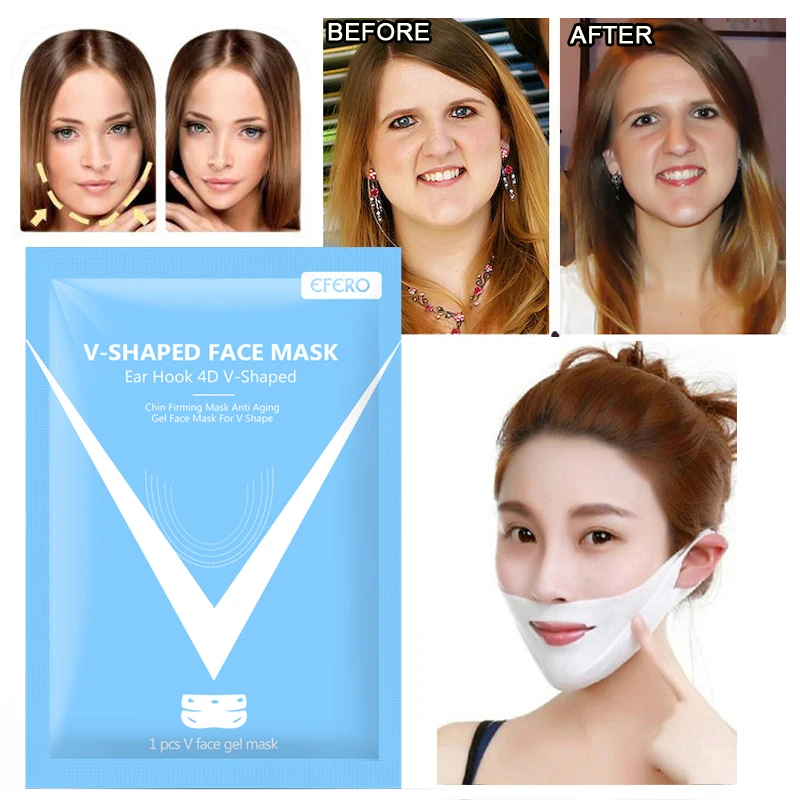 

EFERO 1PCs Lifting Facial Mask Double V Shaped Face Chin Slimming Lifting Firming Peeling Mask Stretch Masks for Skin Care TSLM1