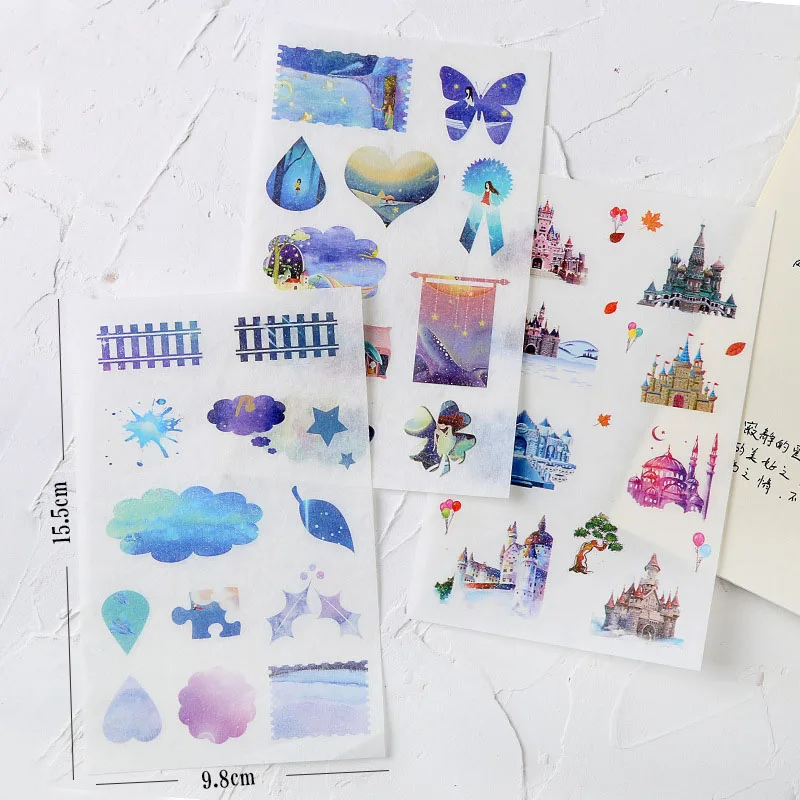 

6Sheets Cute Flower Stickers Vintage Starry Stationery Stickers Adhesive Sticker For Kids DIY Decor Scrapbooking Diary Supplies