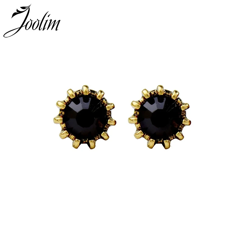 

JOOLIM Simple Vintage Round Black Clear Stud Earring Dot Earring