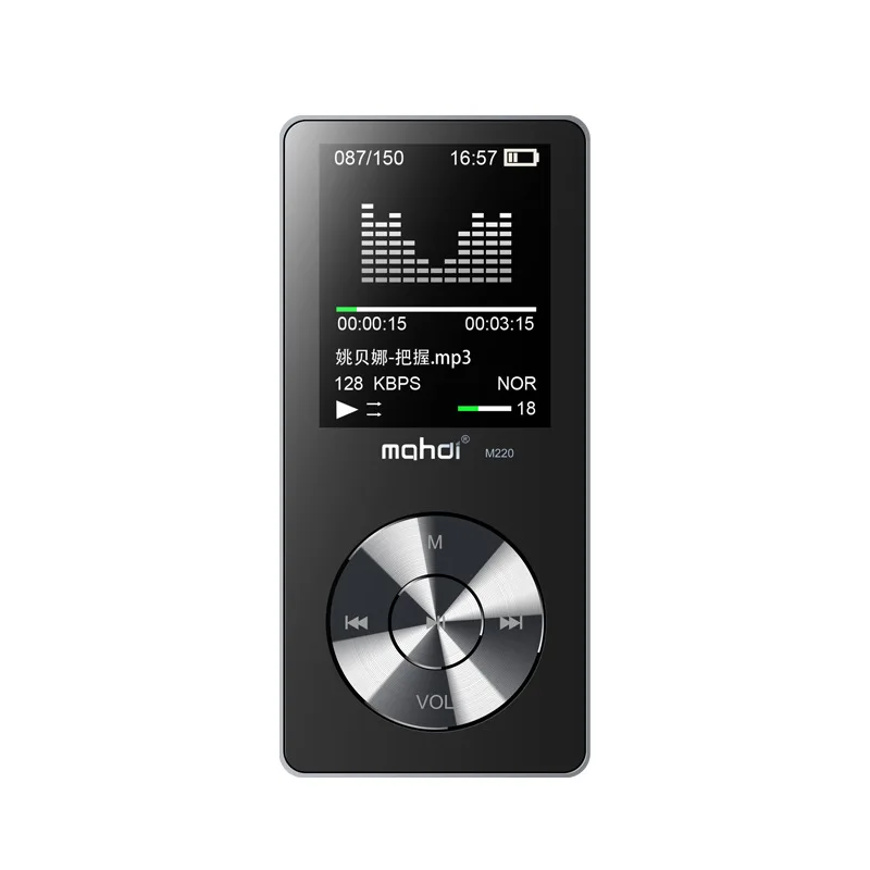 Mahdi M220 HIFI MP3 плеер алюминиевый Портативный цифровой аудио плеер 8 Гб 1,8 экран Встроенный Рог Поддержка FM TF карты запись ленты - Цвет: Black