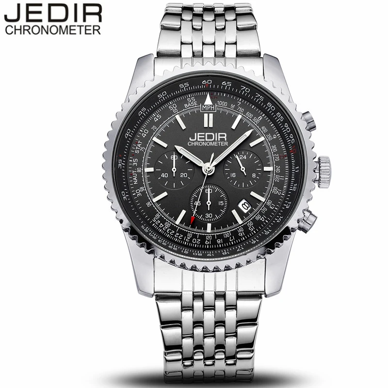 

JEDIR relogio masculino Mens Watches Chronograph Luminous Clock Men Sport Waterproof Full Steel Quartz Watch erkek saat N51