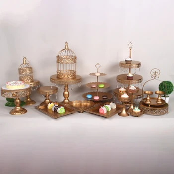 

Gold 3 Tier Hanging Pop Metal Dome White Wedding Cup Cake Stand