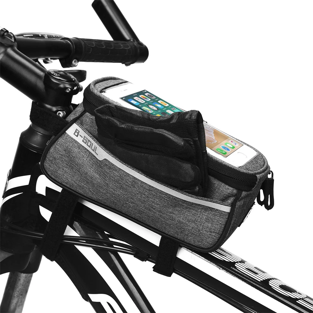 Top Bicycle Cycling Front Frame Tube Bag Waterproof Front Bags Cell Mobile Phone Case 6inch Phone Holder Bicycle Bike Accessories 14