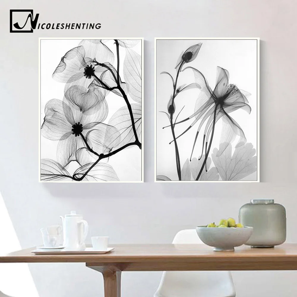 

Nordic Black White Plant Abstract FlowerCanvas Posters Canvas Prints Minimalist Wall Art Painting Decorative Picture Home Decor