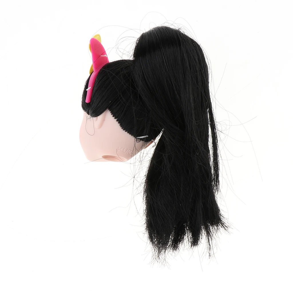 Doll Head Sculpt with Straight Ponytail, Painting Eyes for 1/6 BJD XinYi Doll DIY Making