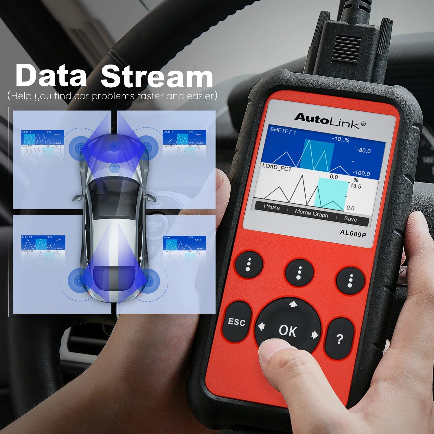 Autel AutoLink AL609P Obd2 сканер диагностический инструмент автомобильный Сканнер для