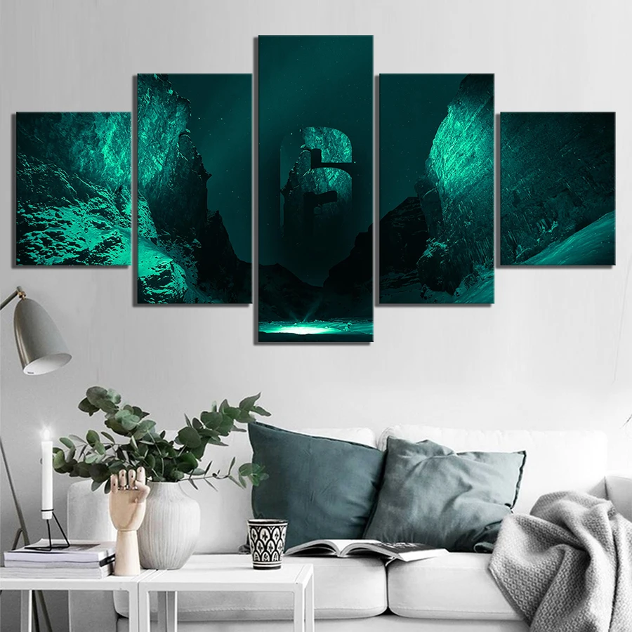 

Modular Hd Prints Pictures Home Decor 5 Panel Video Games Tom Clancy'S Rainbow Six Siege Painting Canvas Poster Wall Art Bedroom