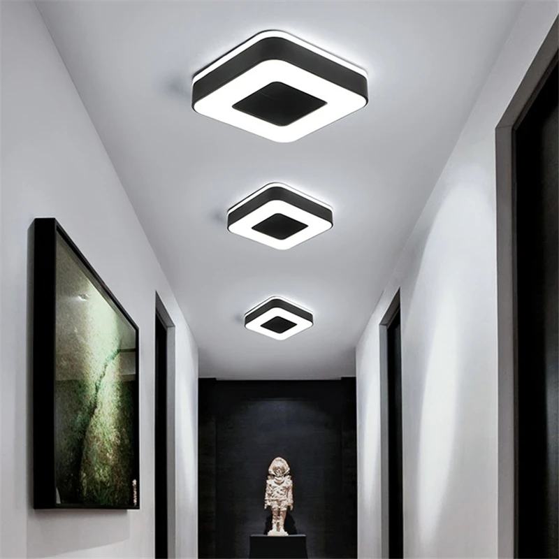 

2019 New Design Modern Simple LED Ceiling Light Round Square Surface Mounted White Black Lamp for Bedroom Corridor