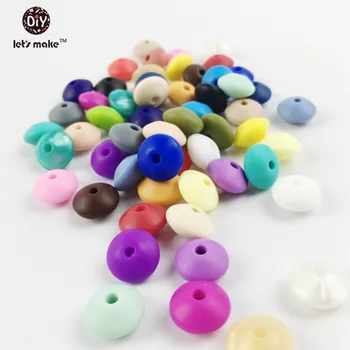 

Let's Make 50pc Silicone Abacus Beads Lentils Shape Food Grade Sensory Baby Teether Toy Diy Teething Necklace Baby Shower Gifts