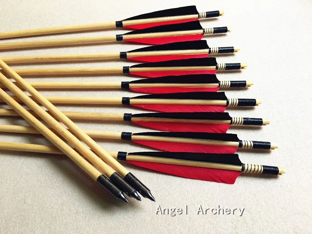 High quality 12PK Handmade Wooden Arrows Cedar wood shafts Arrows for recurve bow lovers using