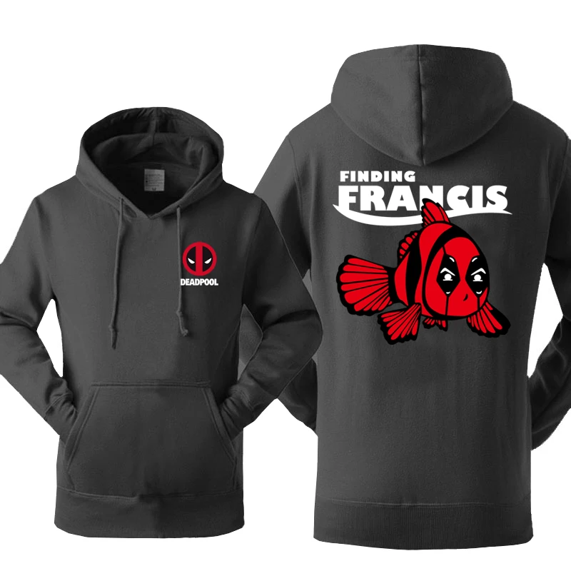 2019 Hot Superman Deadpool Finding Francis Casual Sweatshirt Hoodies Men Loose Fit Autumn Winter Warm Fleece Hooded Men Outwear
