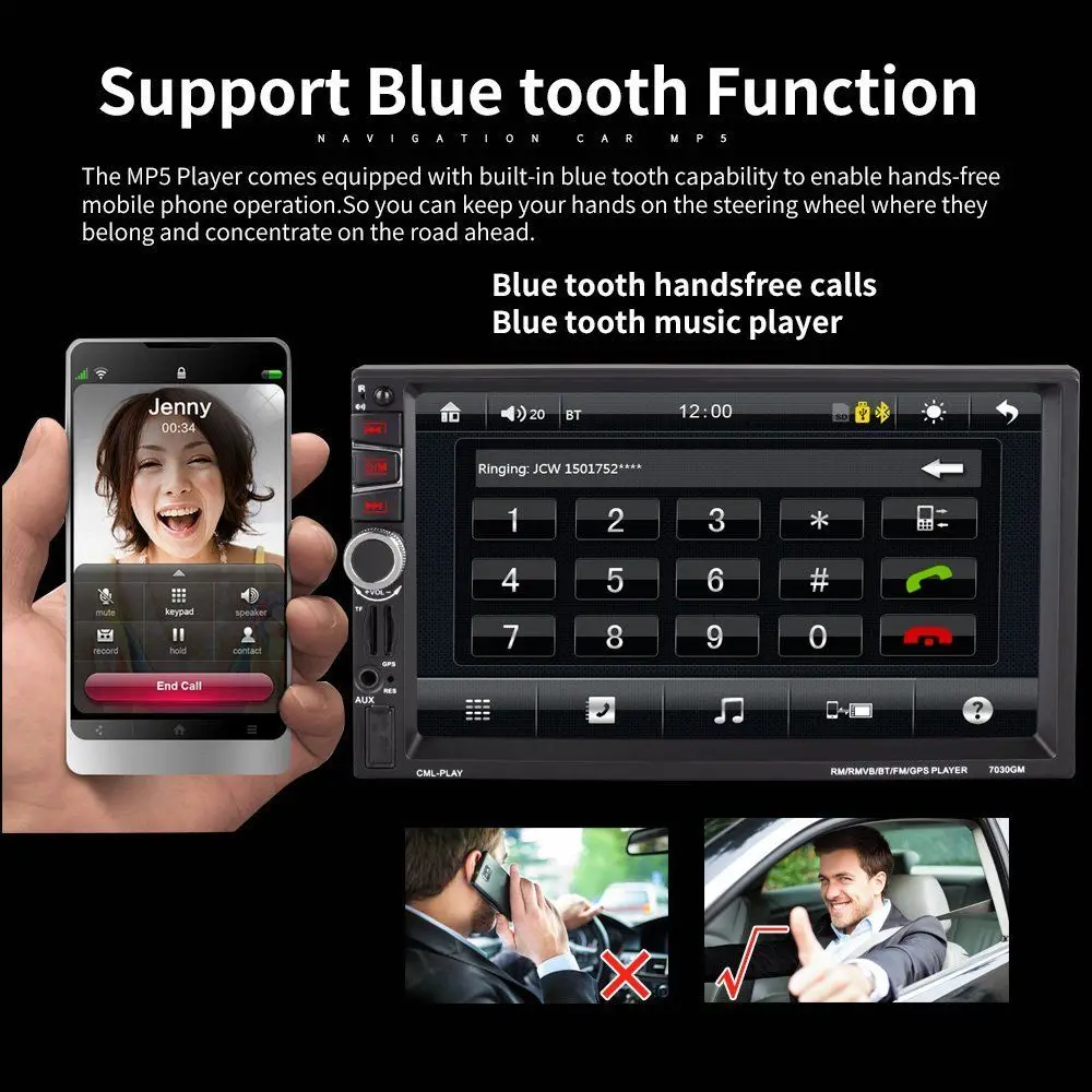 Автомагнитола 2 Din с GPS навигацией 7 &quot Bluetooth USB FM MP5 плеер сенсорный экран задняя