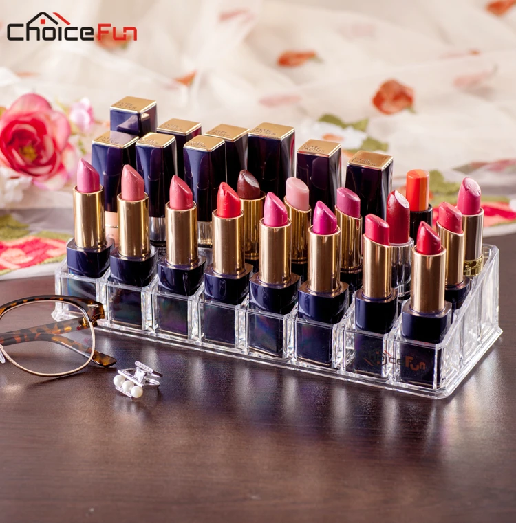 CHOICEFUN 24 Clear Small Acrylic Lip Gloss Lipstick Holder Plastic