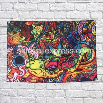 

Abstract Art Painting Colorful Flag Banner Polyester 144* 96cm Hang on the wall 4 grommets Custom Flag indoor Reggae Rasta
