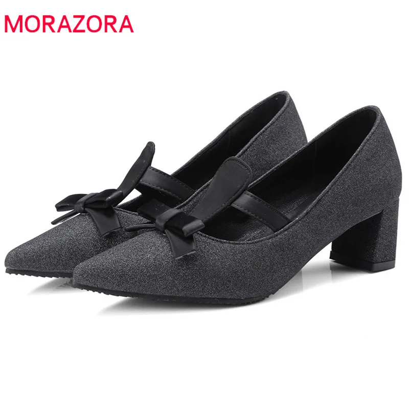 

MORAZORA 2020 new arrive women pumps shallow high heels shoes fashion elegant Wedding shoes size 31-43 red black shoes woman