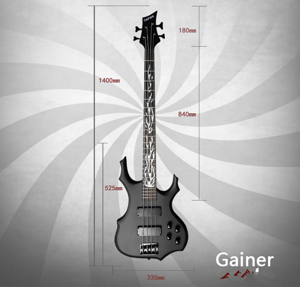 Authentic black electric BASS, xylophone body Maple xylophone neck