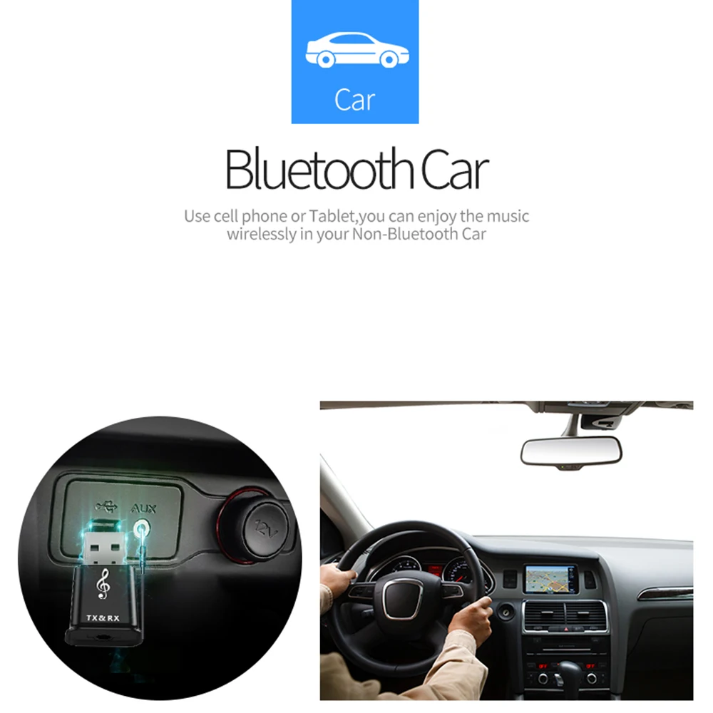 JINSERTA 2 в 1 Bluetooth 5,0 аудио приемник переходник передатчика Автомобильный MP3 музыкальный плеер аудио адаптер для автомобиля ПК ТВ наушники