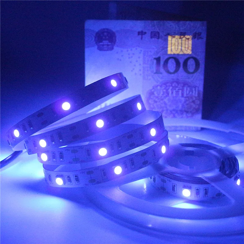 

0.5m 1m 1.5m 2m SMD 5050 UV Flexible LED Strip light USB DC5V 30leds/m 395-405nm Ultraviolet non Waterproof IP30 LED Diode Tape