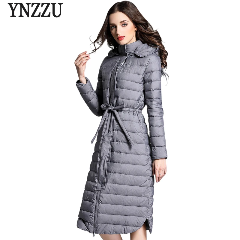 2017 Jaqueta de Inverno Para Baixo Mulheres Longa Estilo Elegante Magro Sólidos Manga Comprida Com Capuz Casaco de Inverno Quente Parkas Alta Qualidade AO203