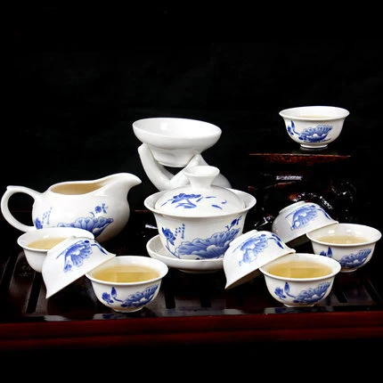 Чайный сервиз Gong fu cha, керамический чайник с чашкой fung fu, gaiwan, поднос для заварки, фарфоровая чайная чашка, набор чайников - Color: 12pcs type 2