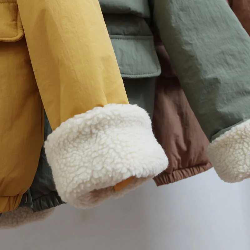 down puffer coat High Quality Wool Women Parkas Turn-down Collar Winter Short Coats Cotton Brown Vintage Jackets Fashion Coats Lu11 35 black puffer