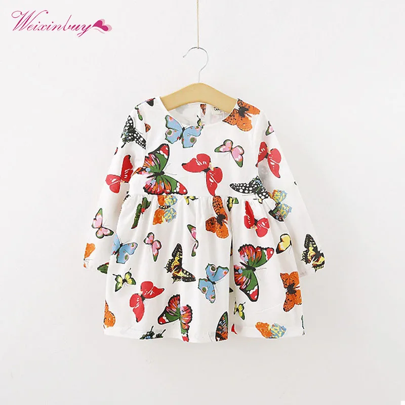 

WEIXINBUY HOT Baby Kid Princess Tunic Dress One-Piece Toddler Girl Butterfly Dress