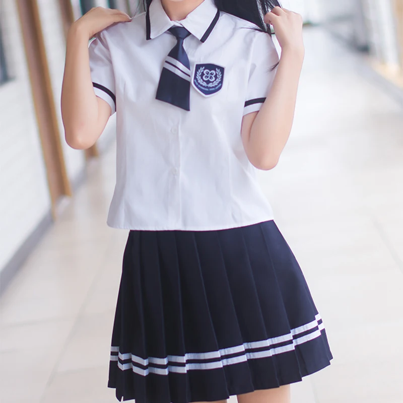 Uhyd/Высококачественная униформа моряка с коротким рукавом для девочек-подростков; школьная форма; Топ; юбка с галстуком; школьная форма; костюмы