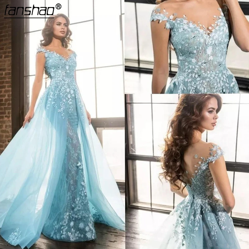 sky blue evening dress