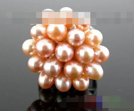 

2138 pink rice freshwater pearl flower ring