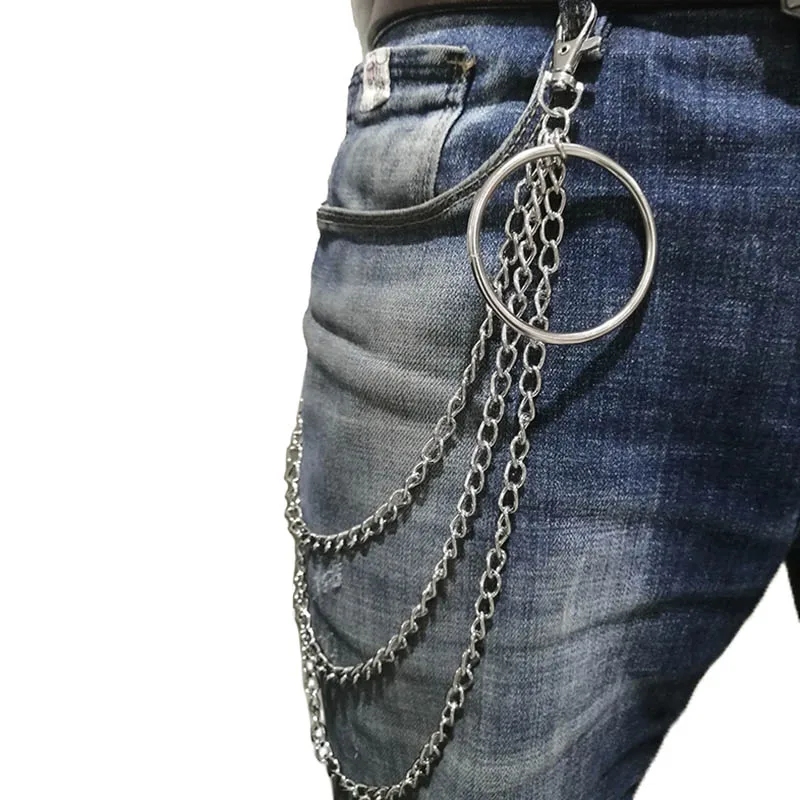 

Big Ring Three Layer Key Chain Metal Wallet Belt Chain Trousers Hipster Key Chains Pant Keychain Unisex HipHop Jewelry