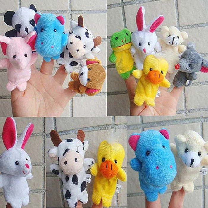 10pcs/lot Animal Cartoon Biological Finger Puppet Plush Toys Baby Cloth Educational Hand Toy Story Finger Dolls NEWST