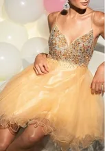2015 neue Ankunft Mini Cocktail V-ausschnitt Kleider Kristall Chiffon Ballkleid Mini Länge Heimkehr/Party/Cocktailkleider