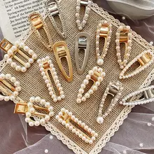 AOMU шикарные стразы, имитация жемчуга, геометрические капли, заколки для волос для женщин, шпильки для волос, модные аксессуары для волос, ювелирные изделия