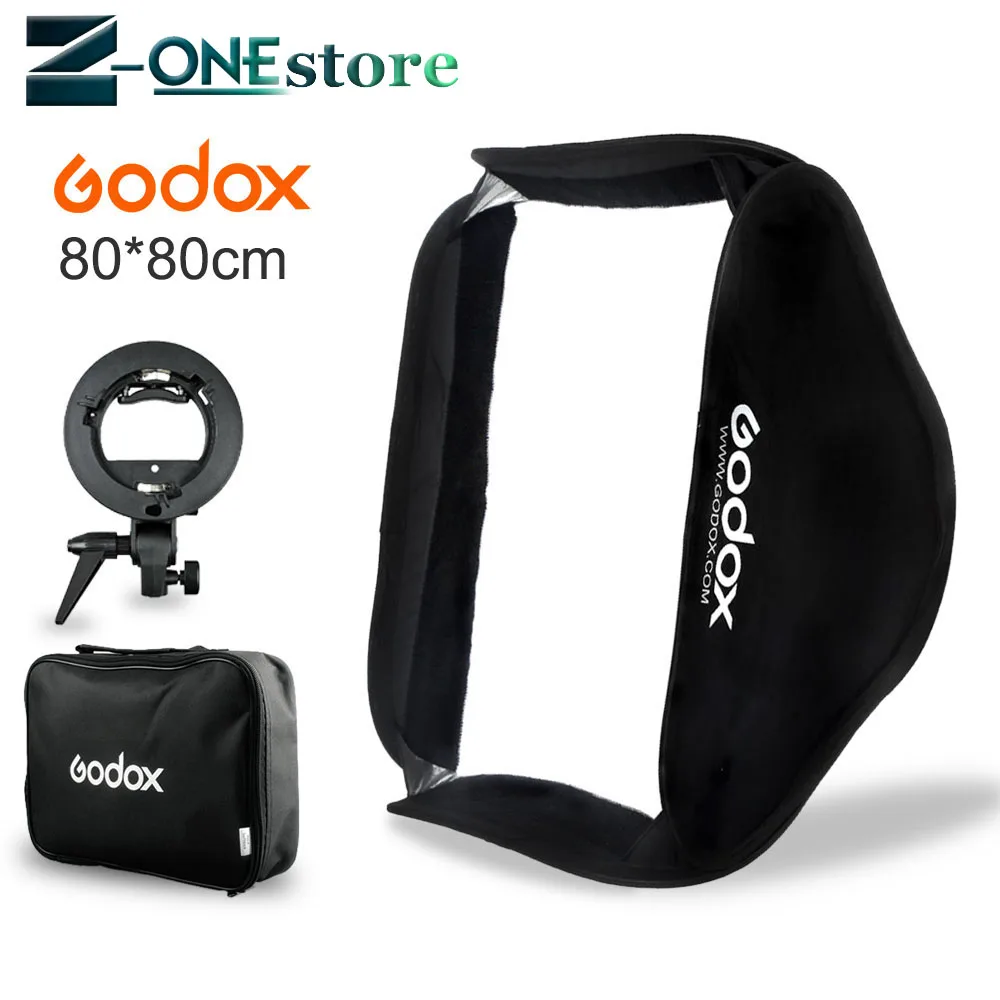 GODOX 80x80cm Foldable Flash Softbox kit with S-Type Bracket Bowens Mount Holder 