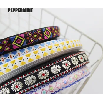 

2Yard 1.2-2cm Ethnic Ribbon Embroideried Trim Boho Lace DIY Clothes Bag Accessories Embroidered Fabric
