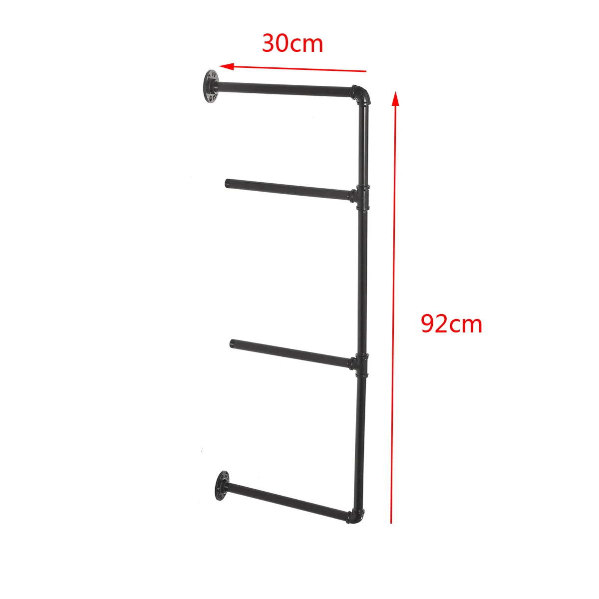2 шт Черная 4 ярусная полка промышленная мебель настенное крепление для полок подвесные полки для хранения железная труба черная DIY полки для труб - Цвет: 30cm