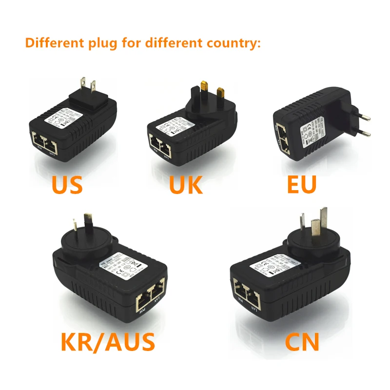 

DC48V 0.5A 10/100Mbps PoE Injector Power Over Ethernet Adapter,Power pin 4/5(+),7/8(-) AC100-240V,UK Plug