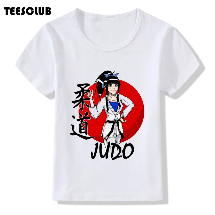 Футболка для девочек модное японское дзюдо футболка с принтом для детей, повседневные летние топы с короткими рукавами, детская мягкая одежда
