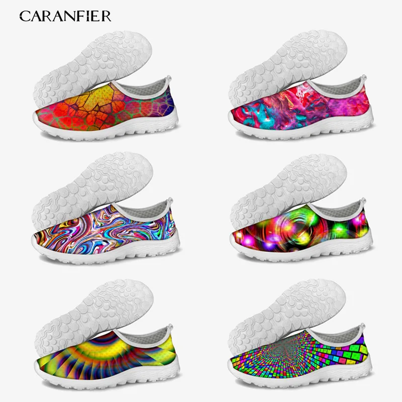 

CARANFIER Women's Shoes Gingham Printed Summer Travel Camping Mesh Breathable Round Toe Plus Size 35-45 Beach Sneakers 2019