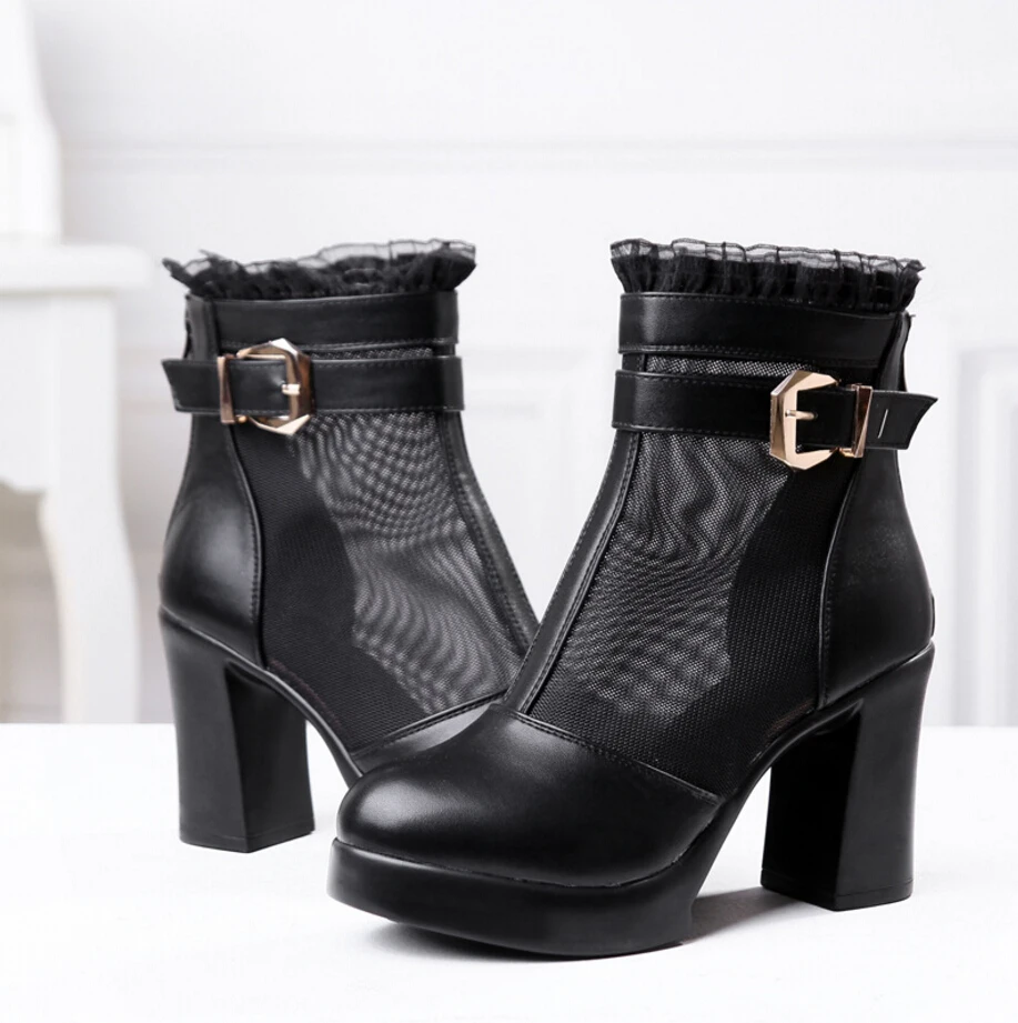Free Shipping 2016 Spring Summer Women's Leather High Heel Boots